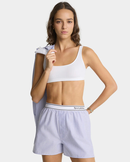 SERIF LOGO OXFORD SHORT / NAVY STRIPE