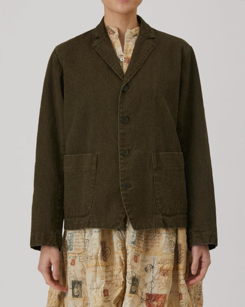 LINEN COTTON JACKET / KHAKI
