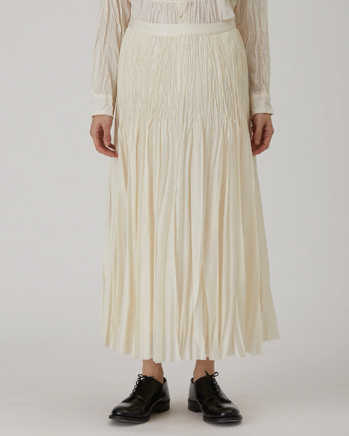 LAWN PLEATED SKIRT / IVORY