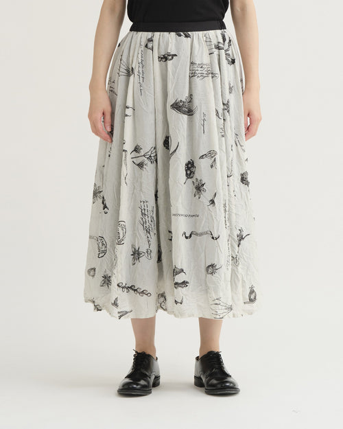 PLANT PRINT SKIRT / IVORY