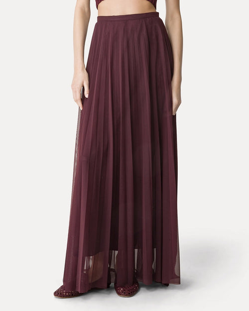 CHIC TULLE PLISSE' MIDI SKIRT WITH UNDERSKIRT / RUBY