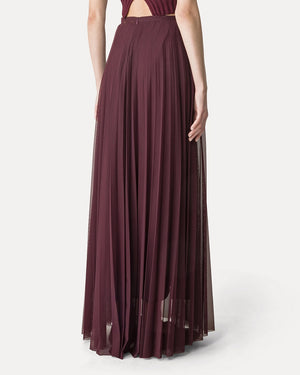 CHIC TULLE PLISSE' MIDI SKIRT WITH UNDERSKIRT / RUBY