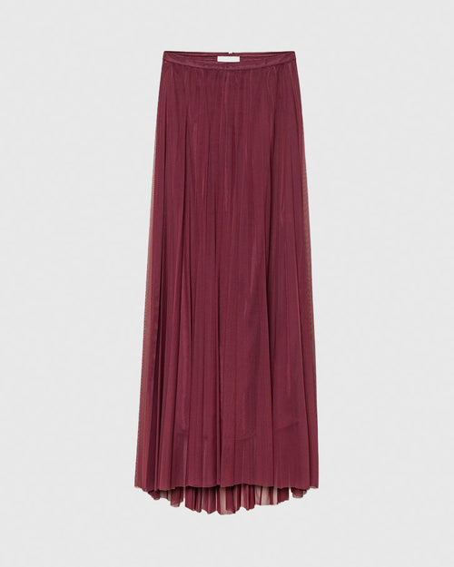 CHIC TULLE PLISSE' MIDI SKIRT WITH UNDERSKIRT / RUBY