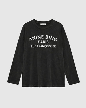 IVAN LONG SLEEVE PARIS STENCIL / WASHED BLACK