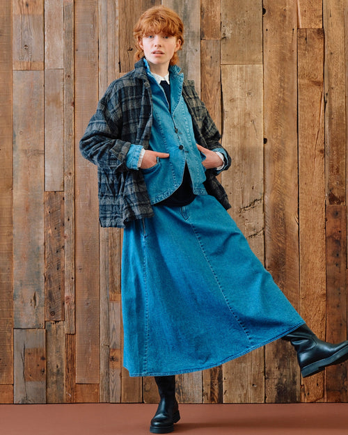 DENIM SKIRT / INDIGO