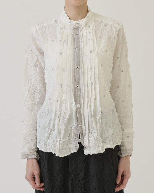 DOBBY COTTON BLOUSE / OFF WHITE
