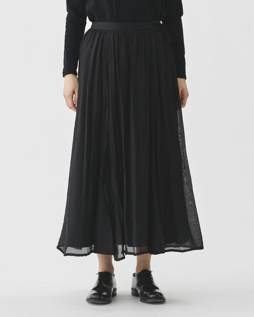 CRINKLE LONG SKIRT / BLACK