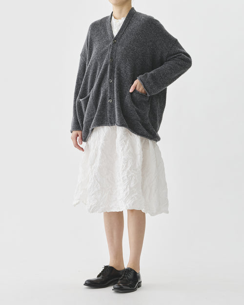 BOUCLÉ KNIT CARDIGAN / HEATHER GREY