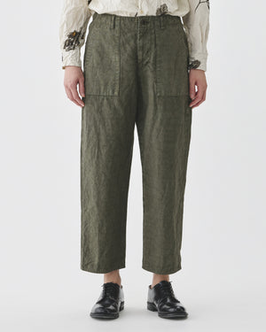 COTTON LINEN BAKER PANTS / KHAKI