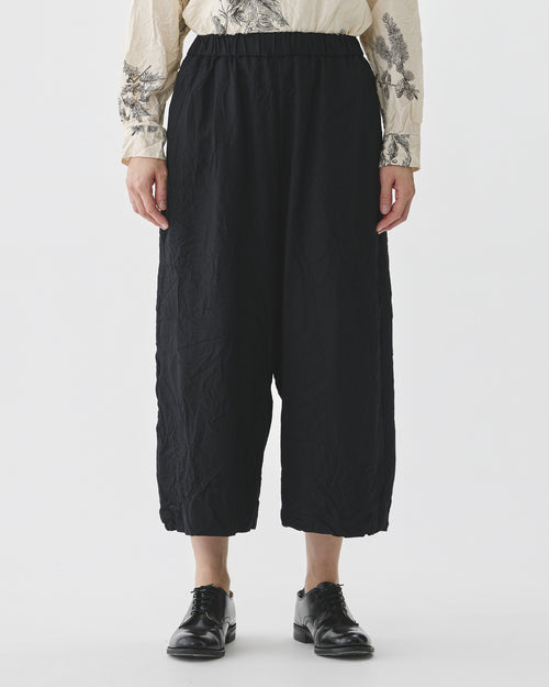 CRINKLE DROP CROTCH PANTS / BLACK