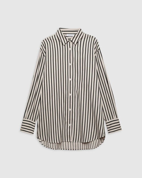 PLAZA SHIRT / BLACK AND TAN STRIPE