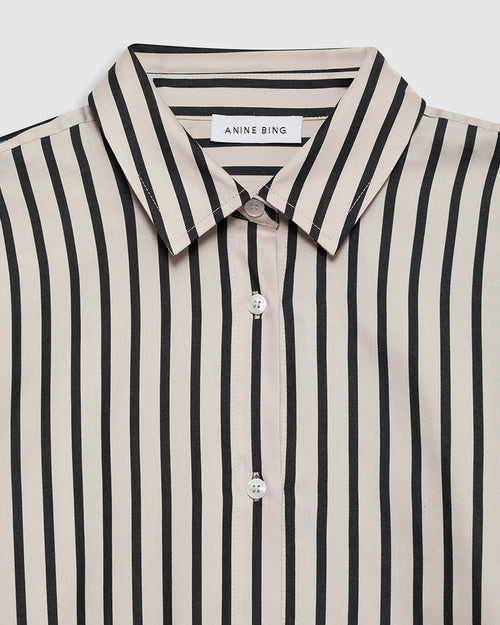 PLAZA SHIRT / BLACK AND TAN STRIPE