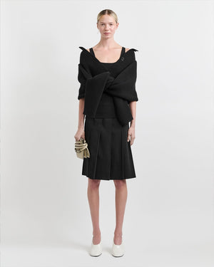 BEADED PLEAT SKIRT / BLACK