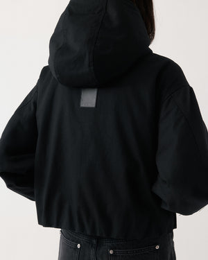 CROPPED COTTON-DRILL JACKET / BLACK