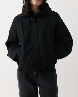 CROPPED COTTON-DRILL JACKET / BLACK