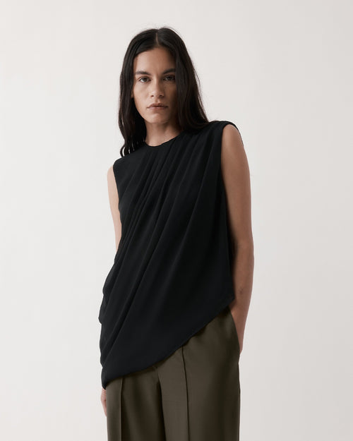 DRAPED TOP / BLACK