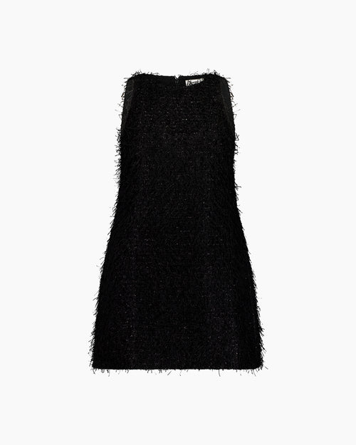 FRINGED MINI DRESS / BLACK