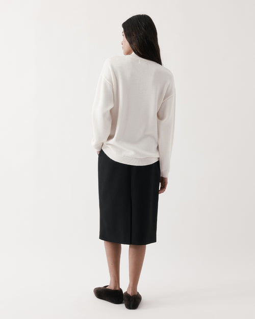 HALF-ZIP KNIT SWEATER / IVORY