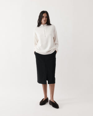HALF-ZIP KNIT SWEATER / IVORY