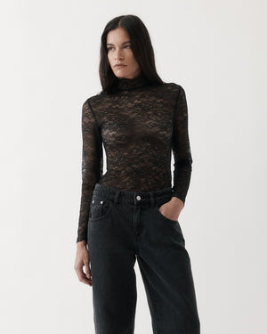 LACE TURTLENECK / BLACK