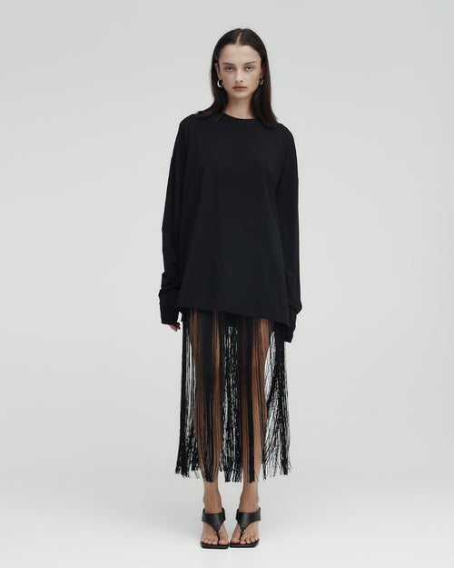 LONG FRINGE BELT / BLACK