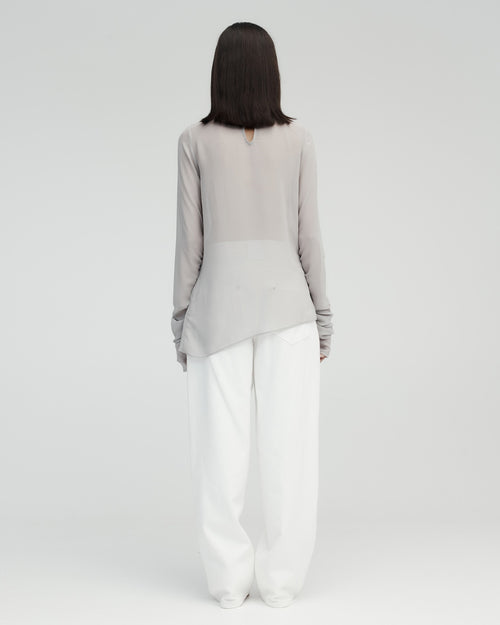LONG SLEEVE DRAPE TOP / ASH