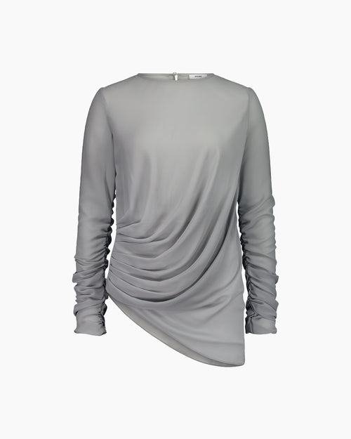 LONG SLEEVE DRAPE TOP / ASH
