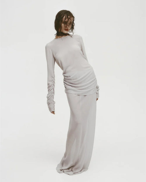 LONG SLEEVE DRAPE TOP / ASH