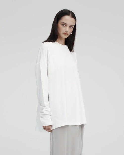 LONG SLEEVE DROP T-SHIRT / WHITE