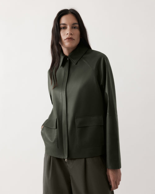 MO LEATHER JACKET / DARK OLIVE
