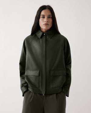 MO LEATHER JACKET / DARK OLIVE