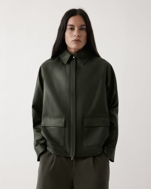 MO LEATHER JACKET / DARK OLIVE