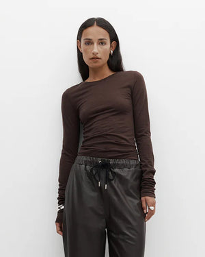RUCHED LONG SLEEVE MERINO / BALSAMIC