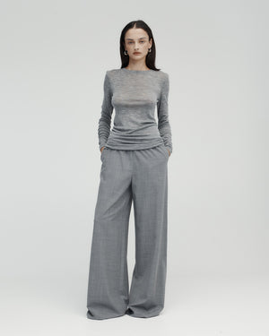 RUCHED LONG SLEEVE MERINO / GREY