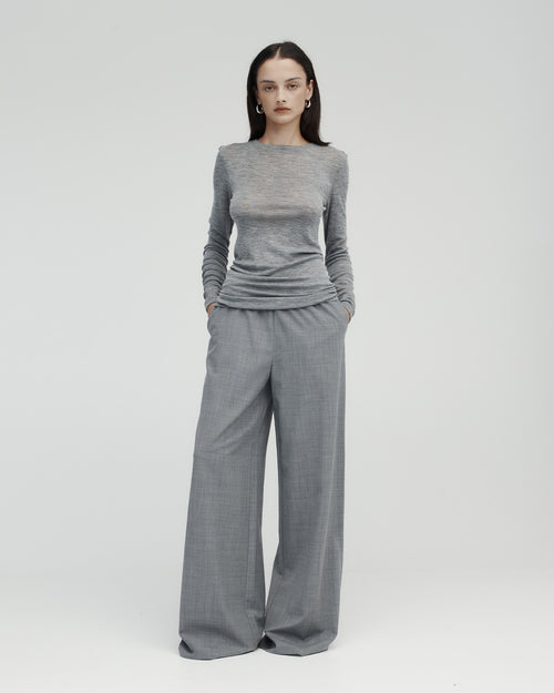 RUCHED LONG SLEEVE MERINO / GREY