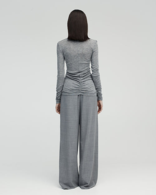 RUCHED LONG SLEEVE MERINO / GREY