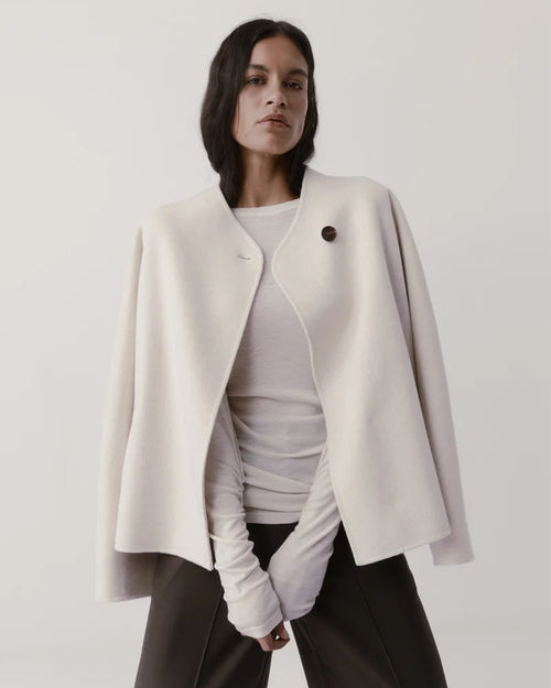 RUCHED LONG SLEEVE MERINO / IVORY