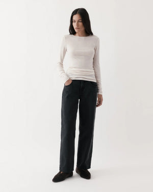 RUCHED LONG SLEEVE MERINO / IVORY