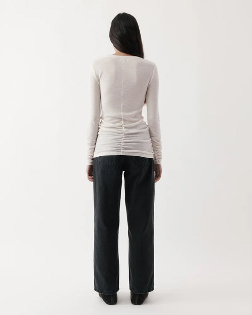 RUCHED LONG SLEEVE MERINO / IVORY