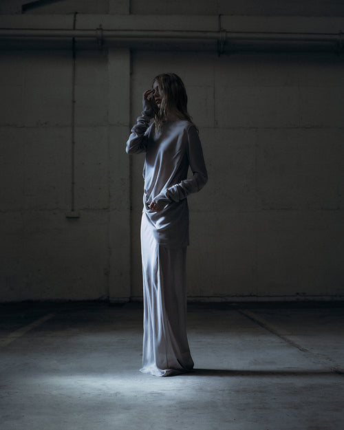 SHEER SPLIT SKIRT / ASH