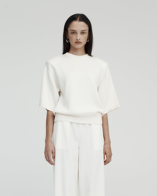 SHORT SLEEVE SHOULDER KNIT / IVORY