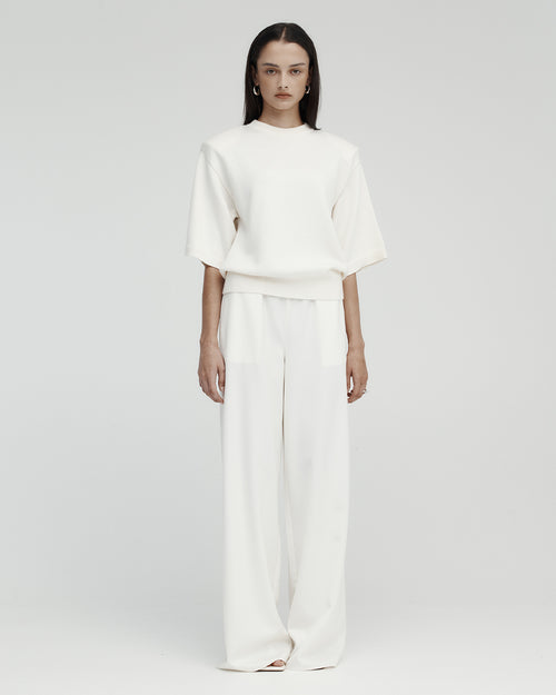 SHORT SLEEVE SHOULDER KNIT / IVORY