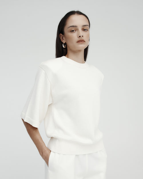 SHORT SLEEVE SHOULDER KNIT / IVORY