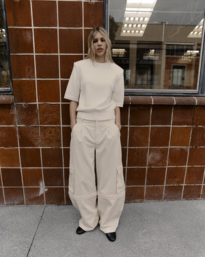 SHORT SLEEVE SHOULDER KNIT / IVORY