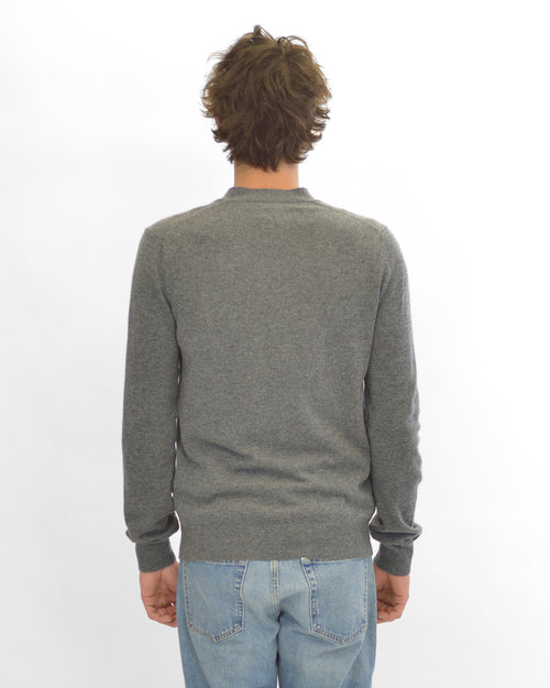 N008 UNISEX RED HEART CARDIGAN / GREY