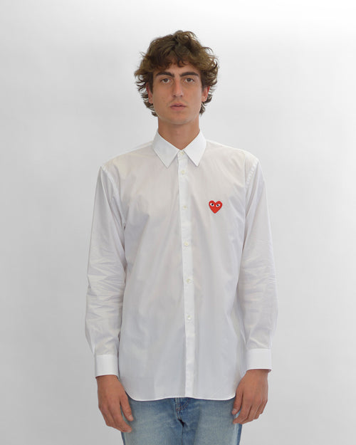 B002 UNISEX RED HEART SHIRT / WHITE