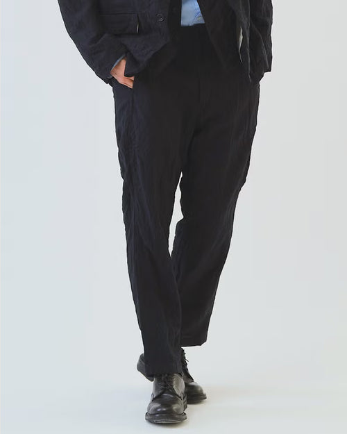 TUMBLE WASHED PEGTOP PANTS / NAVY