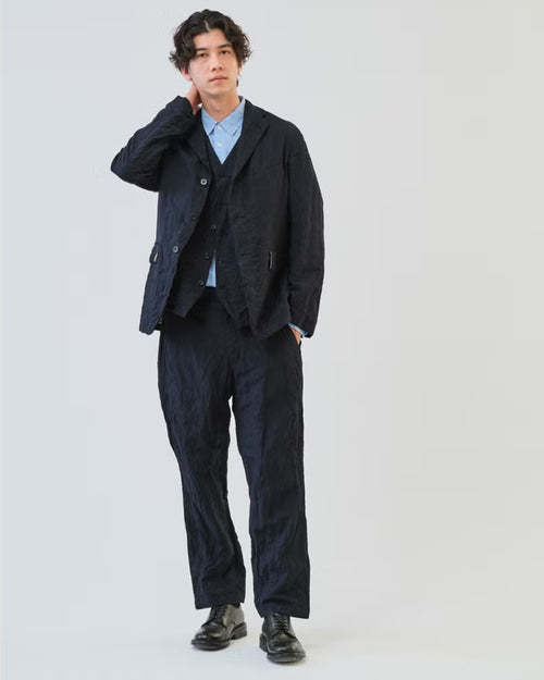 TUMBLE WASHED PEGTOP PANTS / NAVY
