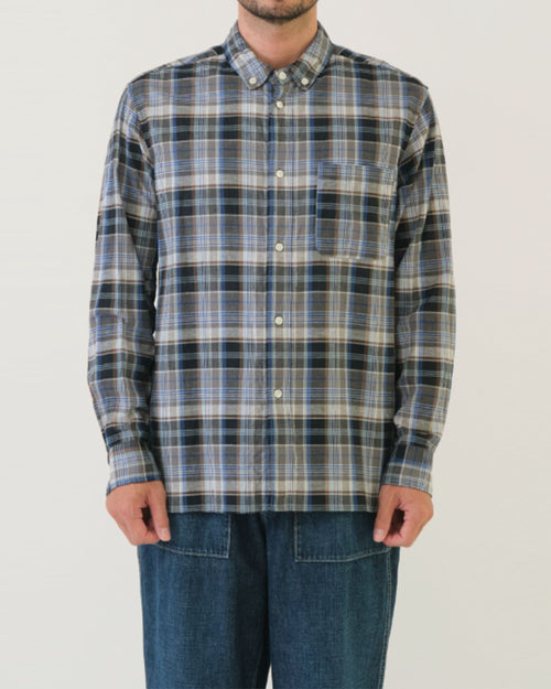 MADRAS CHECK COLLAR SHIRT / GRAY