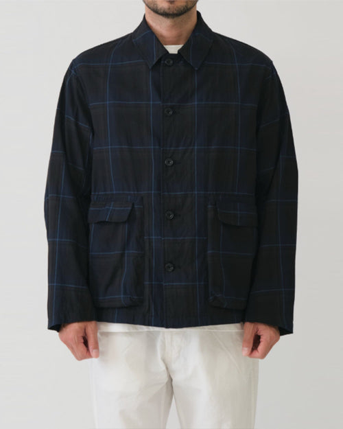 MADRAS SHORT COVERALL JACKET / NAVY